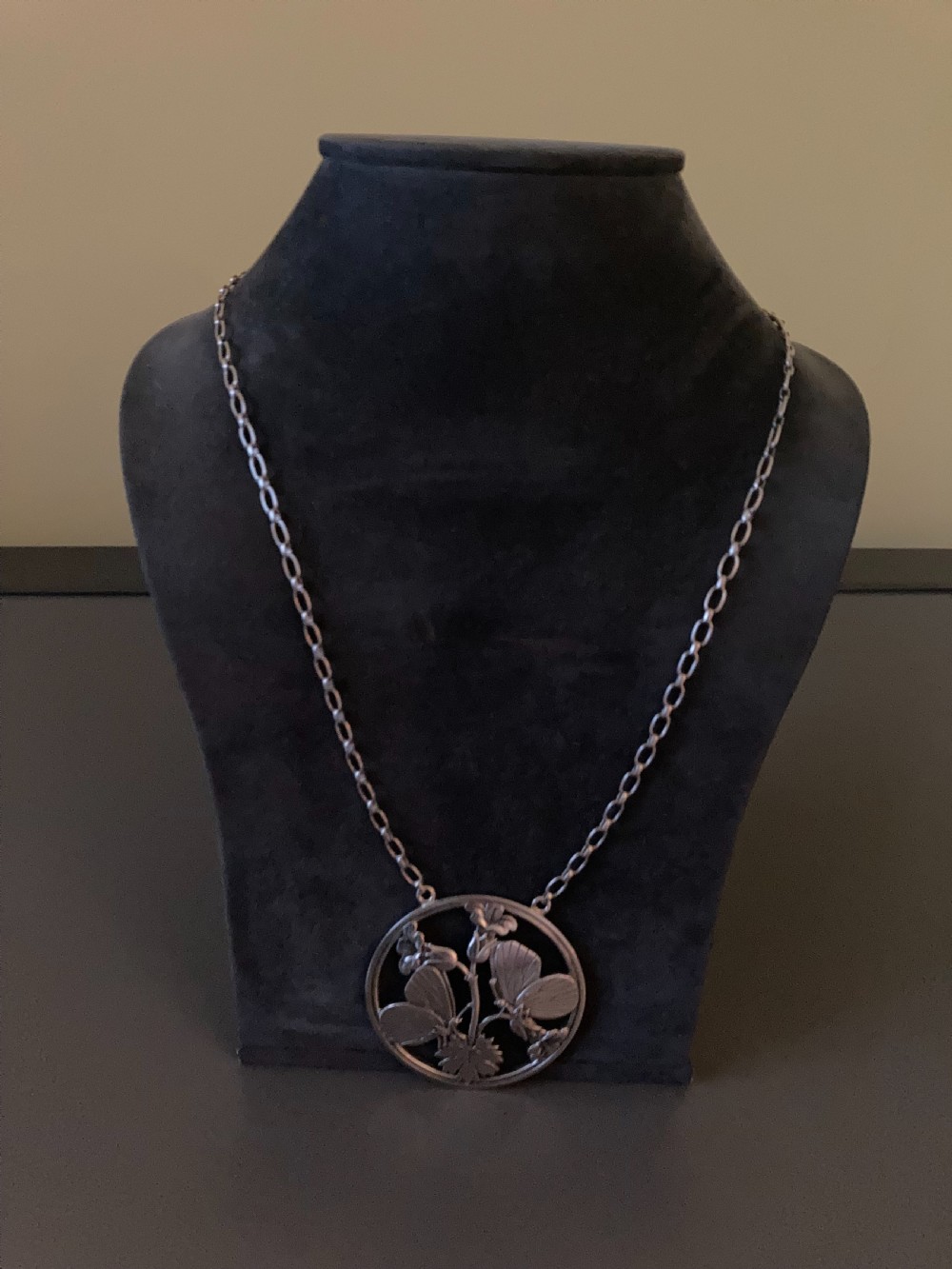 Georg Jensen Danish Silver Pendant with Butterflies. View III