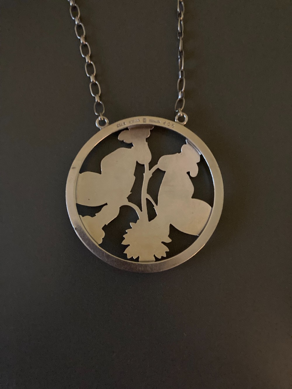 Georg Jensen Danish Silver Pendant with Butterflies. View V