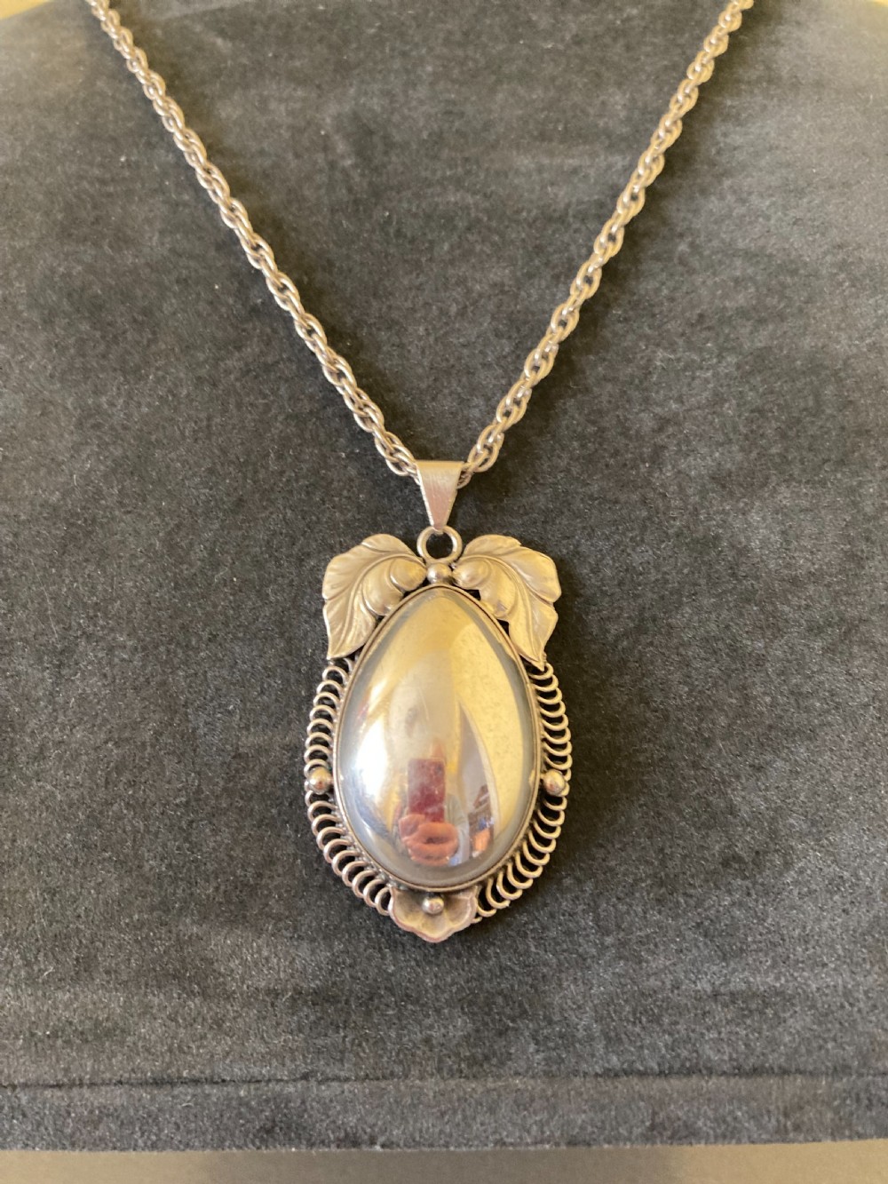 Danish Silver Pendant. 1940s. View V