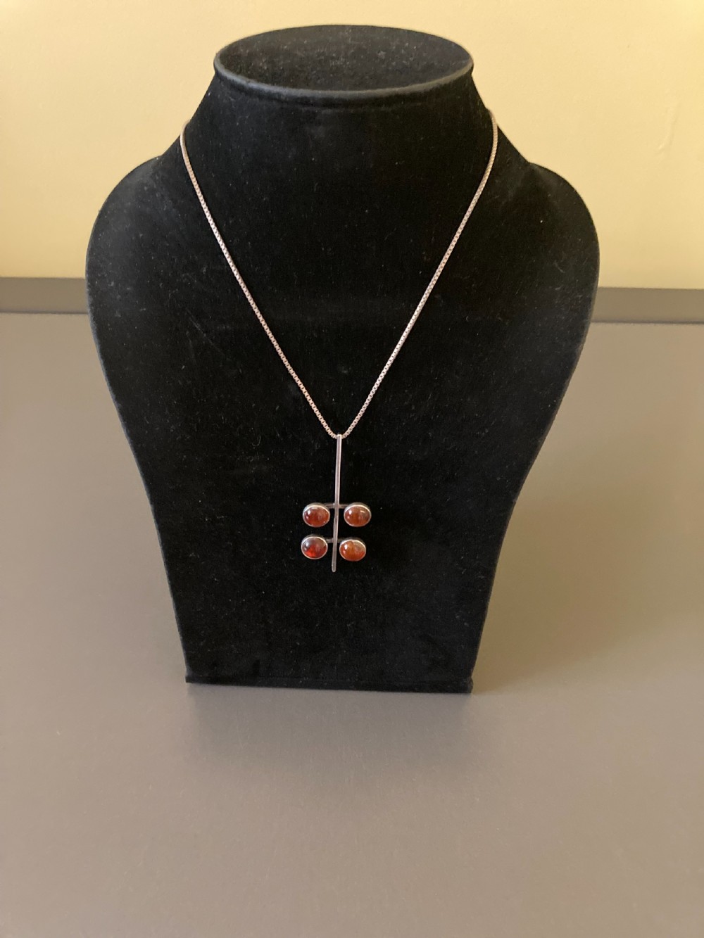 Danish Silver Pendant with Amber. 1960s. By N E From. View III