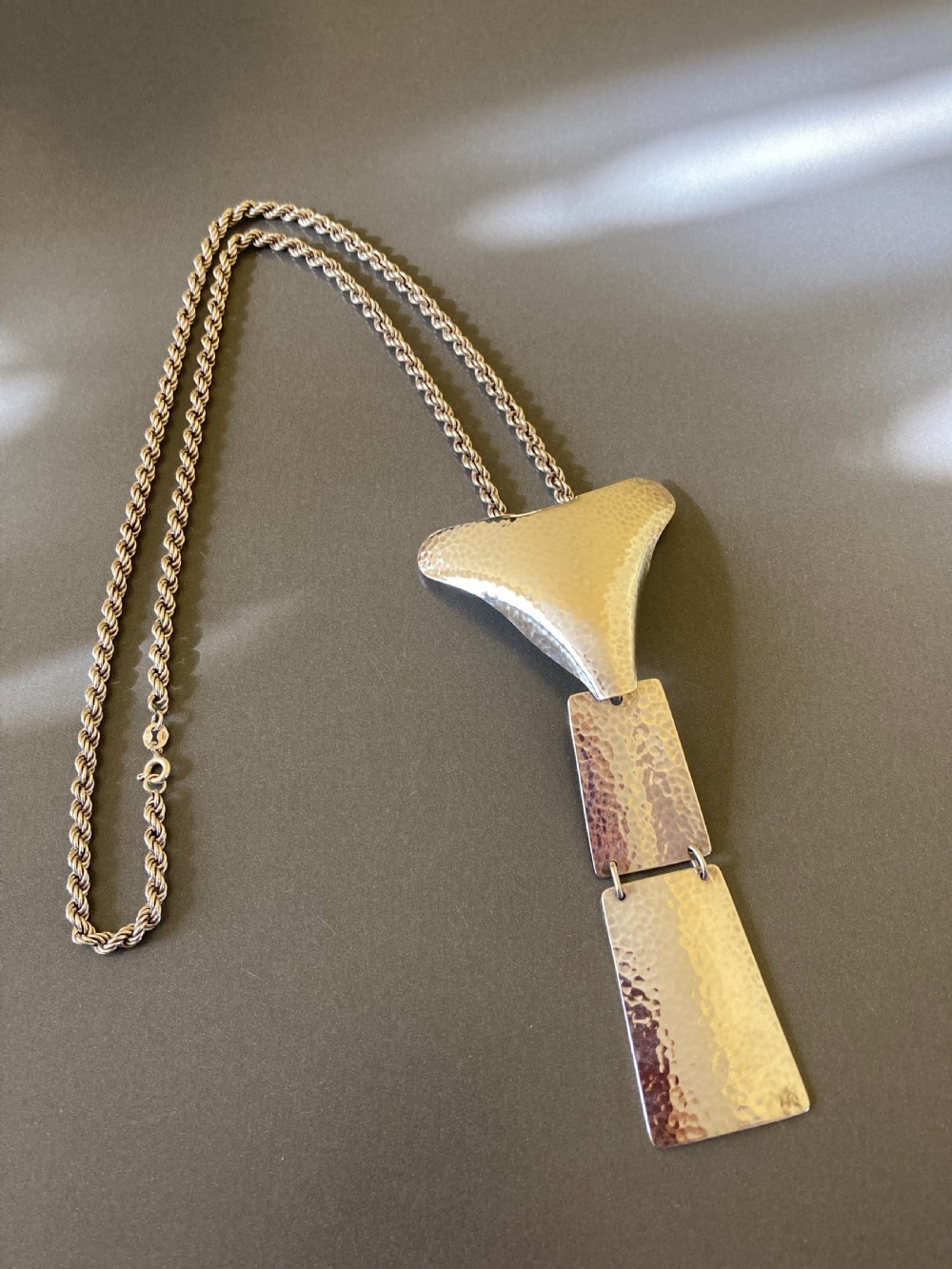 Danish Silver Pendant/Tie. 1950s. By Hermann Siersbol.