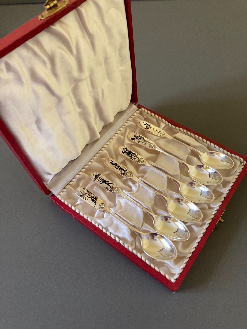 6 Danish Silver Mocha Spoons. 1950s.