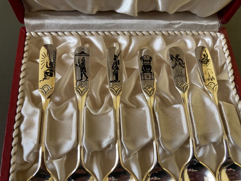 6 Danish Silver Mocha Spoons. 1950s. View II