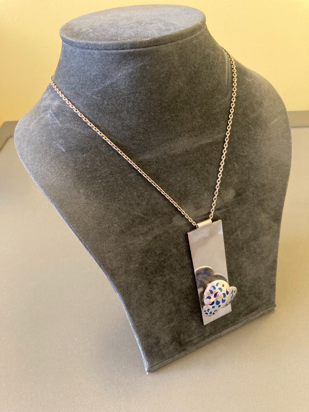 Danish Silver Pendant with Blue Enamel. By Reeslev Design. View IV