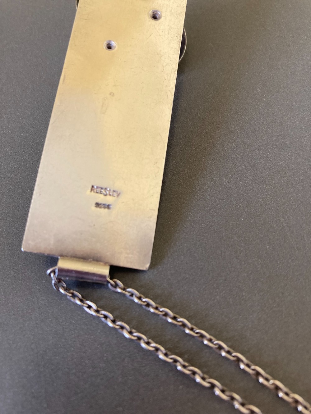 Danish Silver Pendant with Blue Enamel. By Reeslev Design. View VI