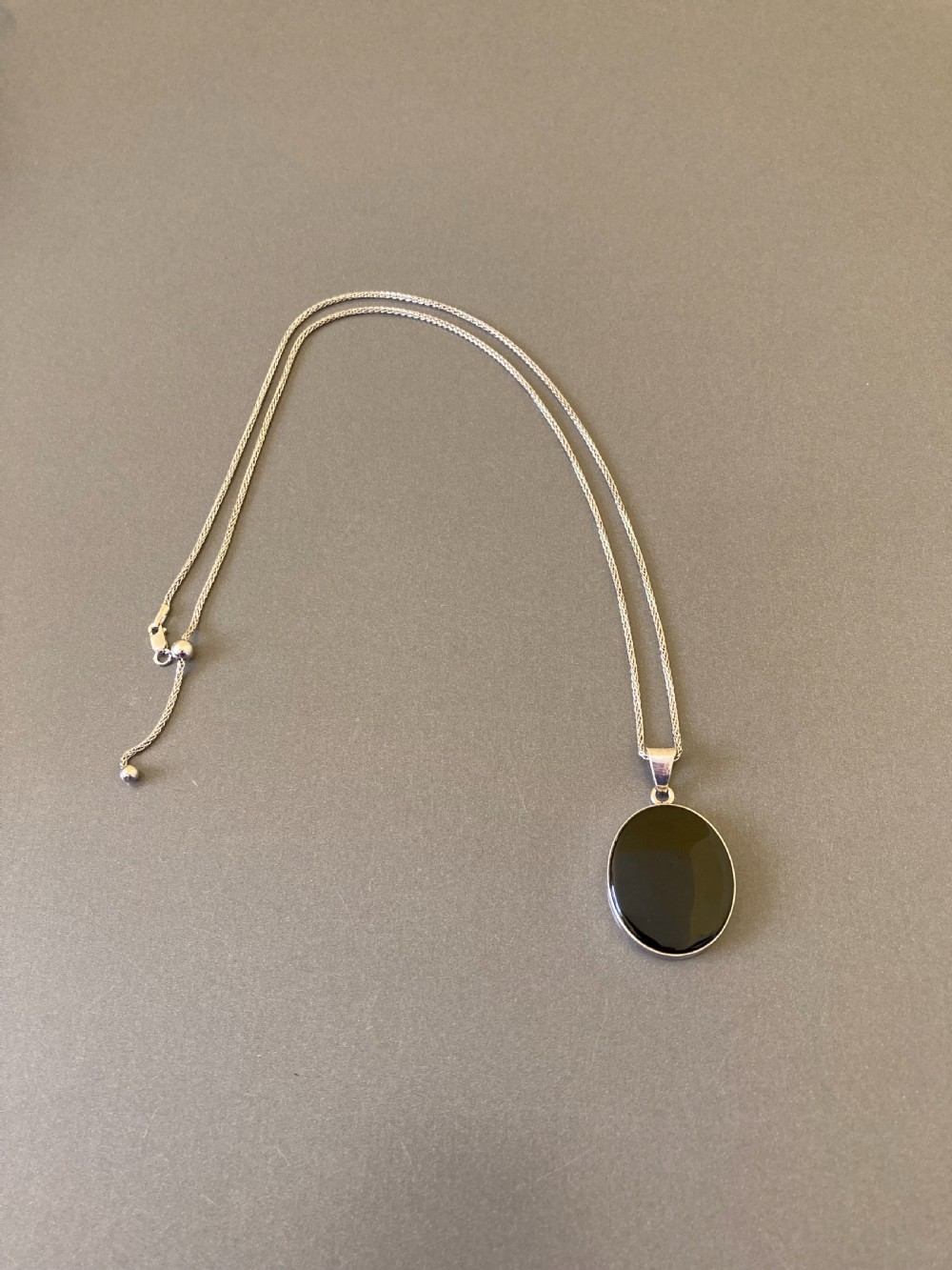 Danish Silver Pendant with Onyx. By N E From. 1960s.