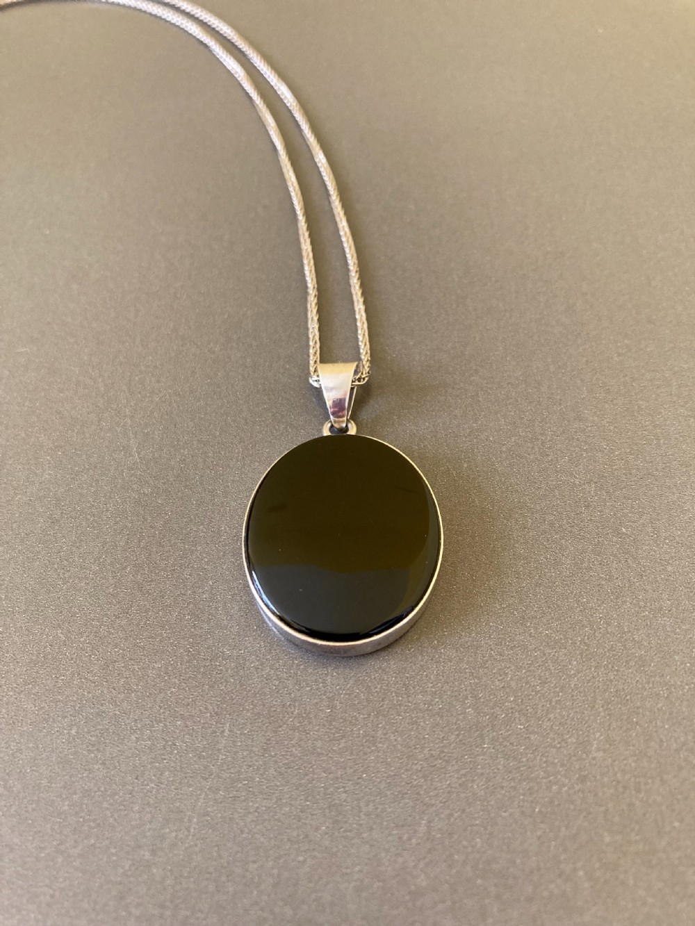Danish Silver Pendant with Onyx. By N E From. 1960s. View II