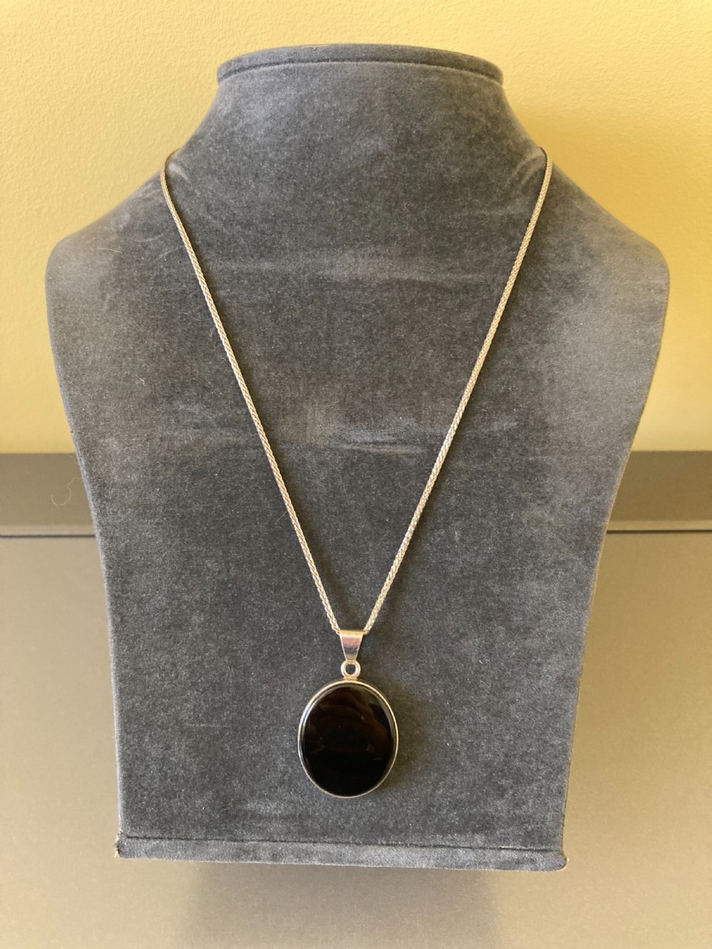 Danish Silver Pendant with Onyx. By N E From. 1960s. View IV