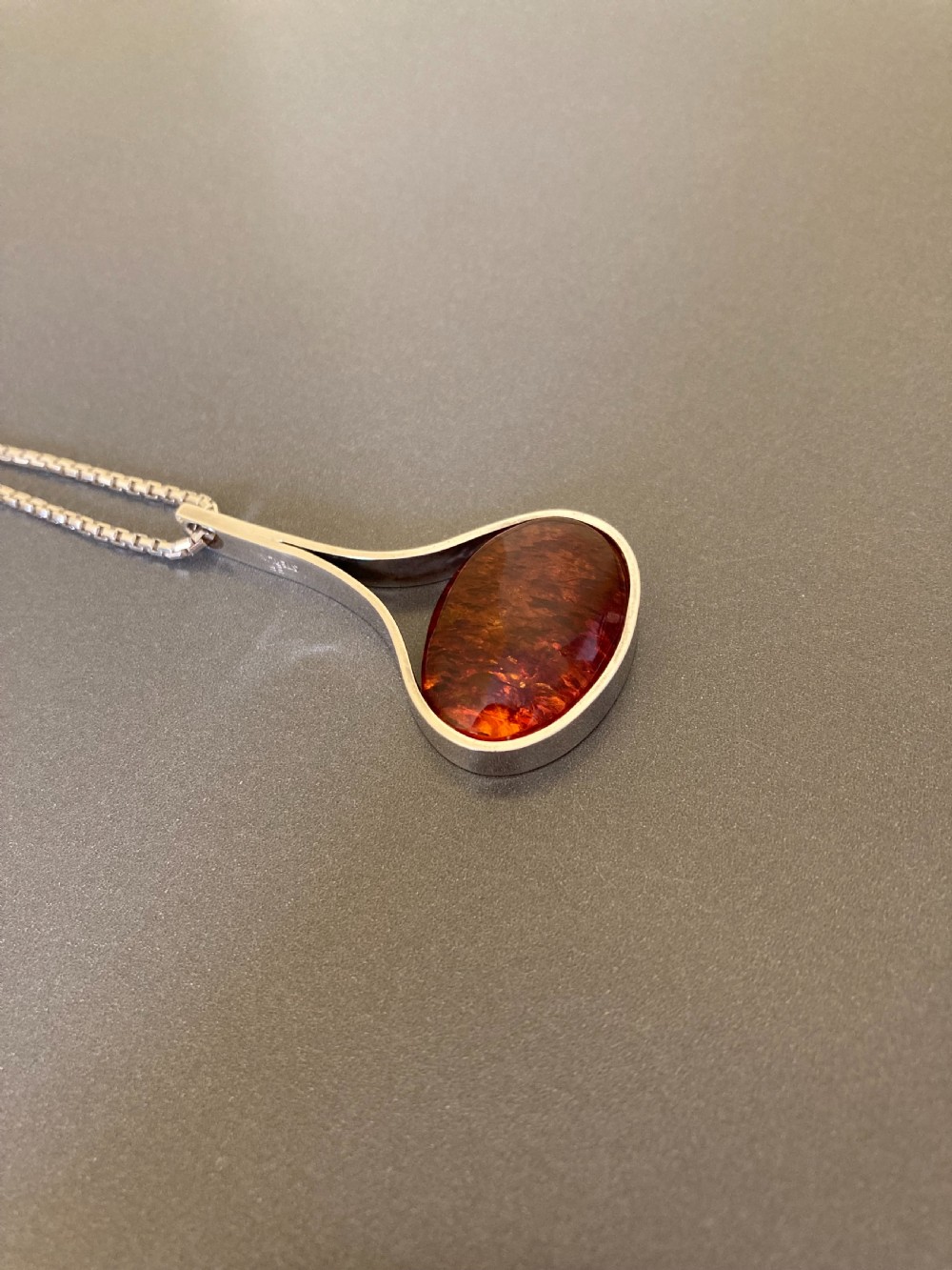 Danish Silver and Amber Pendant. By Einer Fehr. 1960s. View III
