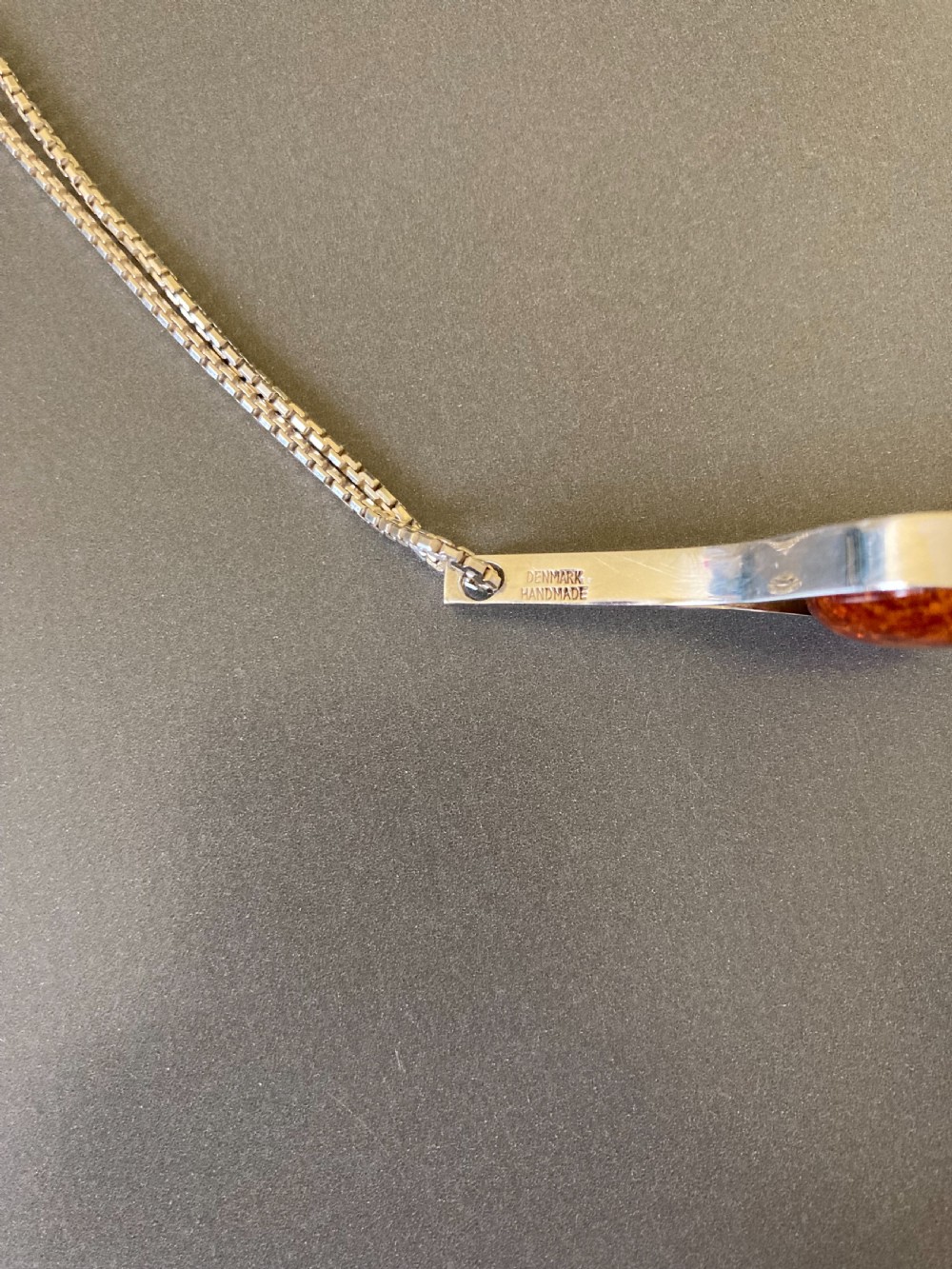 Danish Silver and Amber Pendant. By Einer Fehr. 1960s. View VIII