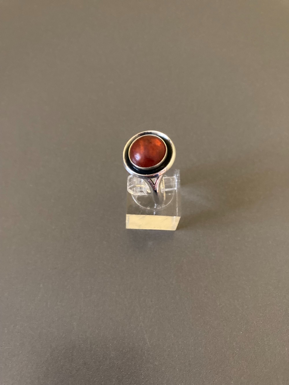 Danish Silver Ring with Amber. By N E From. 1960s. View III