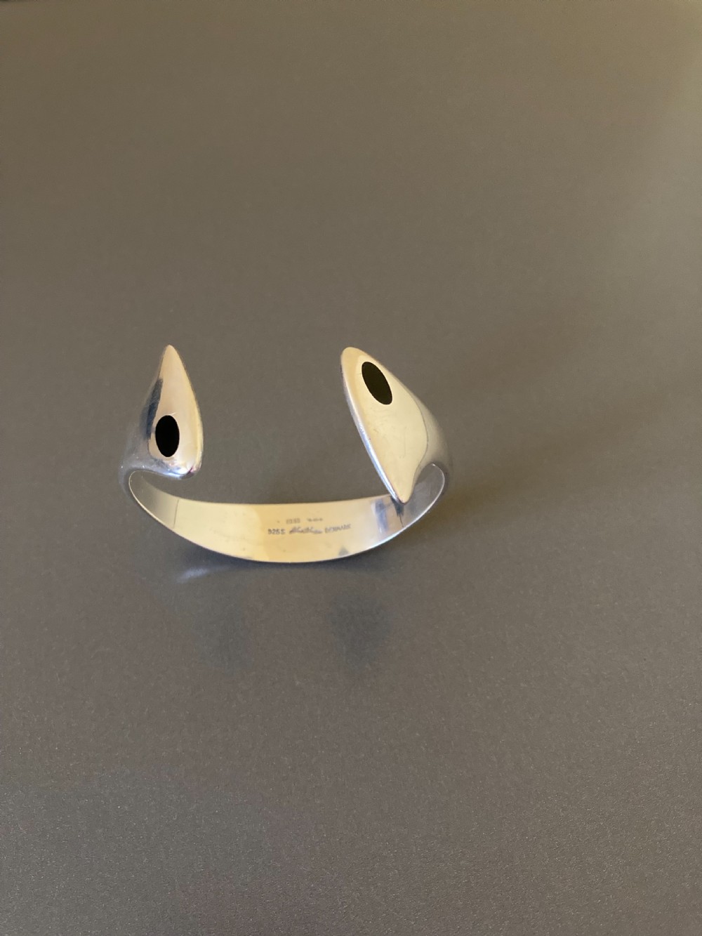 Hans Hansen Danish Silver Bangle with Black Enamel. 1960s. View II