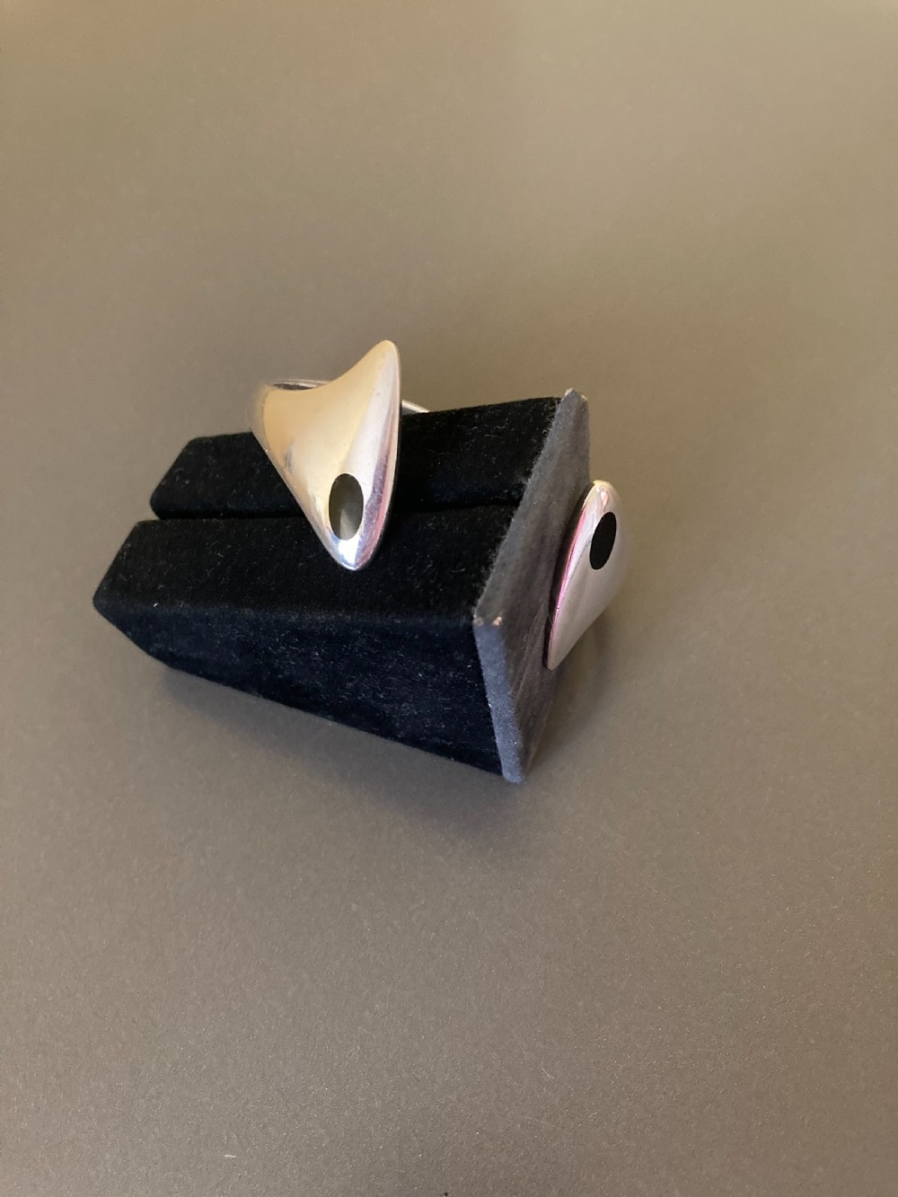 Hans Hansen Danish Silver Bangle with Black Enamel. 1960s. View IV