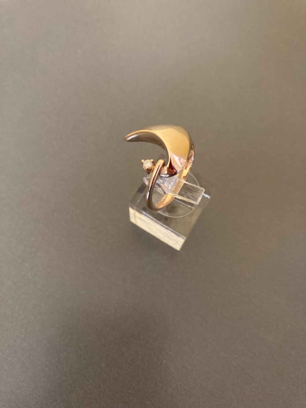 14ct Gold Ring with Brilliant Cut Diamond. By Niels Erik From. Denmark. 1960s. View V