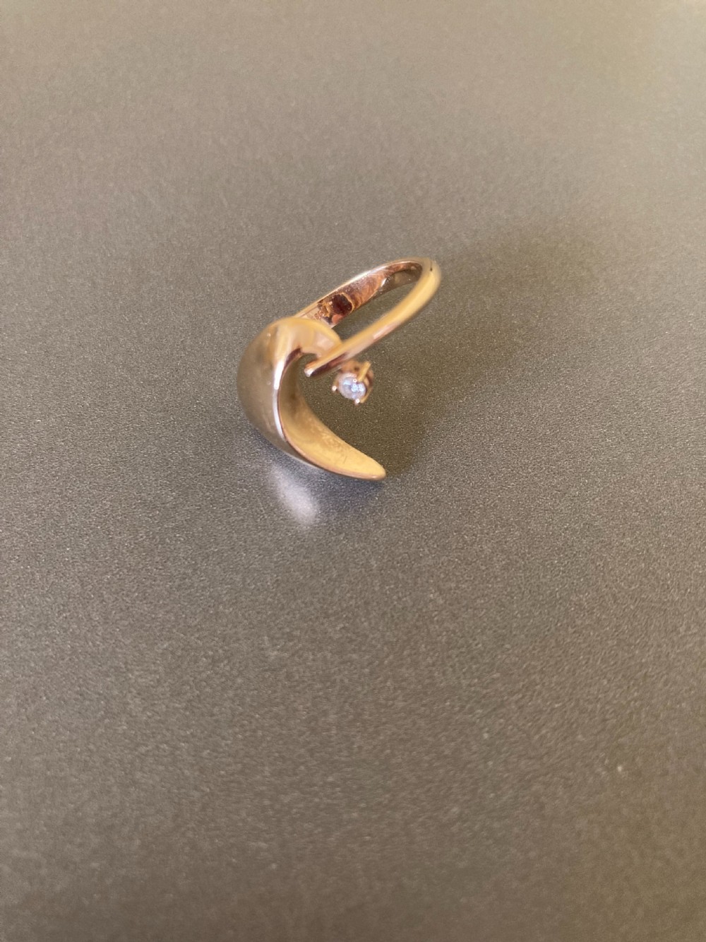 14ct Gold Ring with Brilliant Cut Diamond. By Niels Erik From. Denmark. 1960s. View VI