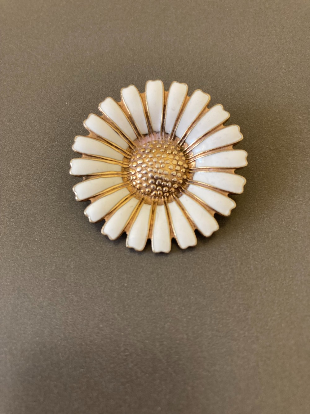 Danish Silver Gilt and White Enamel Brooch. 1950s. By Bernhard Hertz. View II