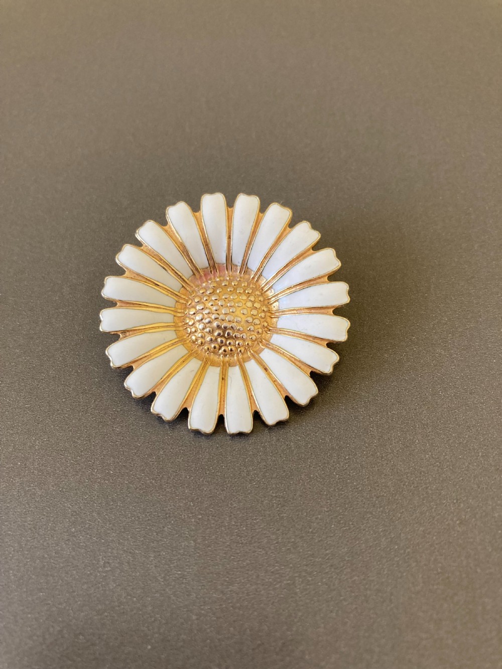 Danish Silver Gilt and White Enamel Brooch. 1950s. By Bernhard Hertz. View IV
