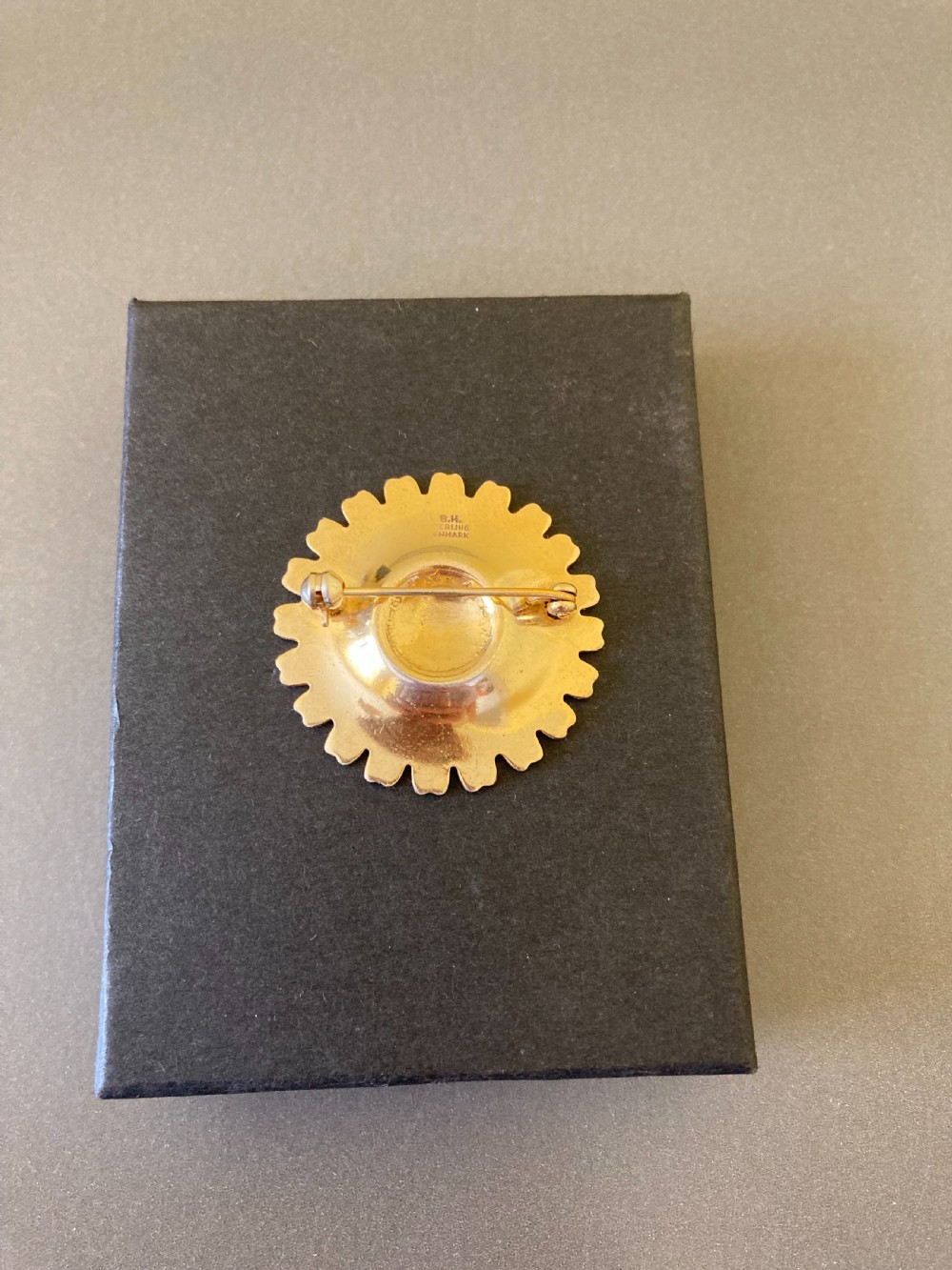 Danish Silver Gilt and White Enamel Brooch. 1950s. By Bernhard Hertz. View V