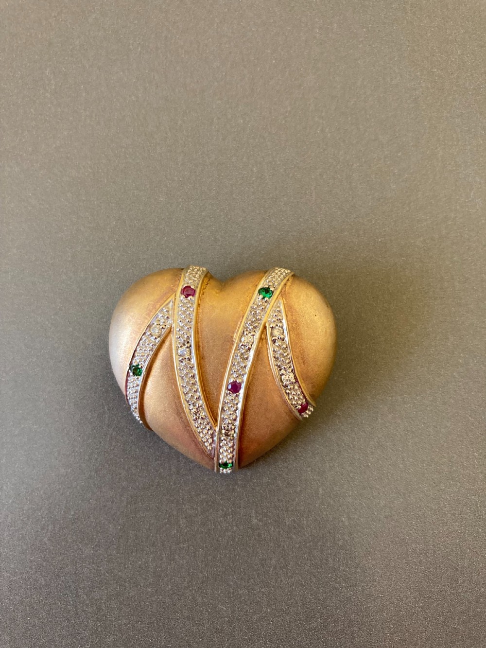 Norwegian Silver Gilt Heart Brooch. By Astri Hilde Holthe. 1960s.