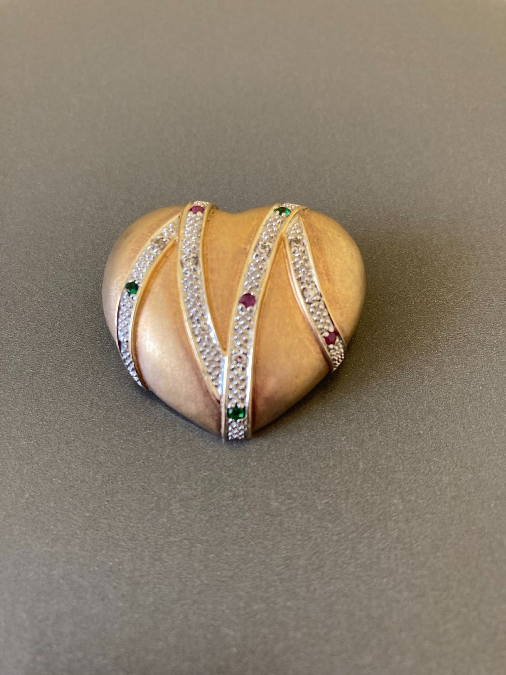Norwegian Silver Gilt Heart Brooch. By Astri Hilde Holthe. 1960s. View II
