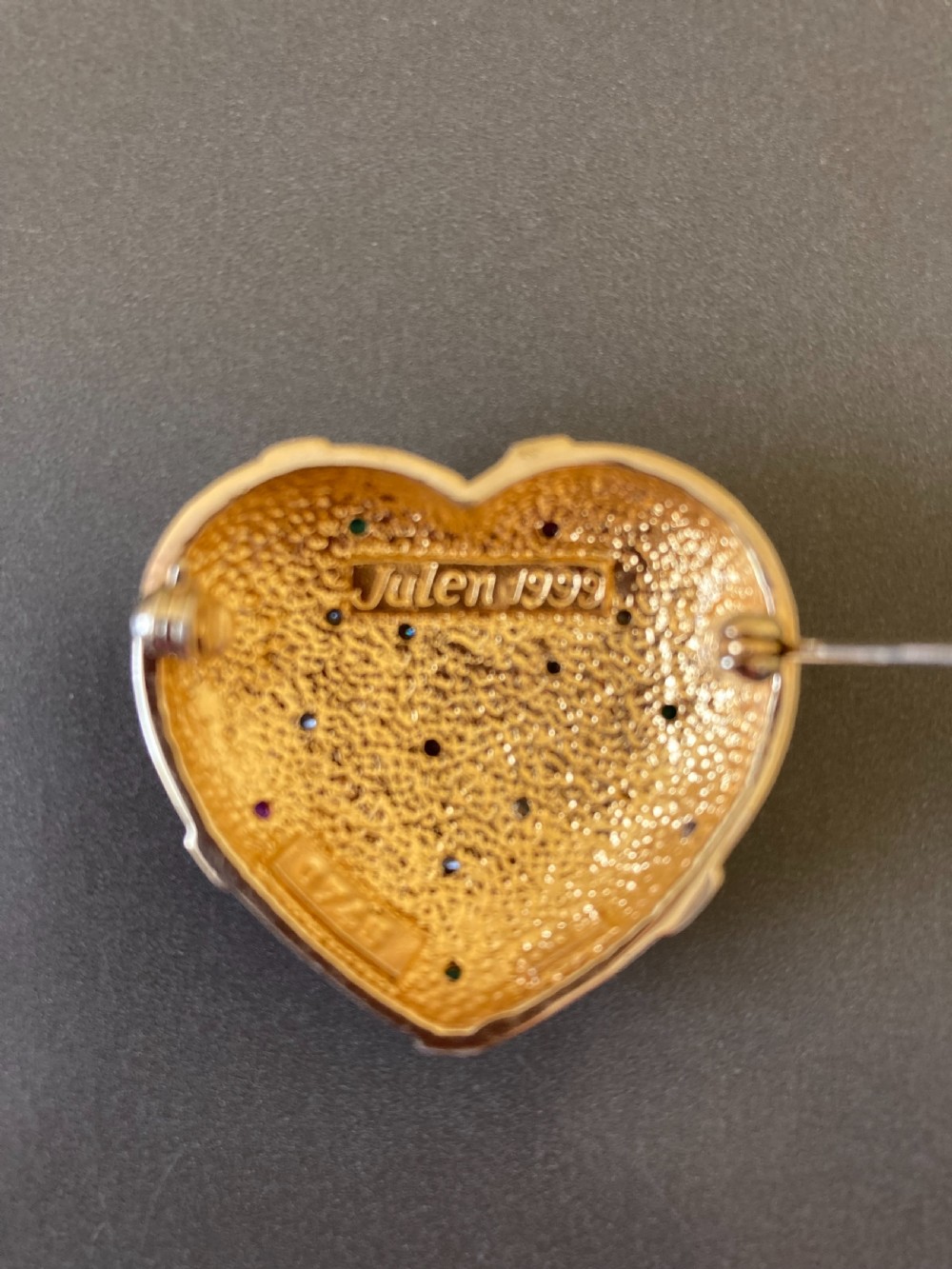 Norwegian Silver Gilt Heart Brooch. By Astri Hilde Holthe. 1960s. View IV