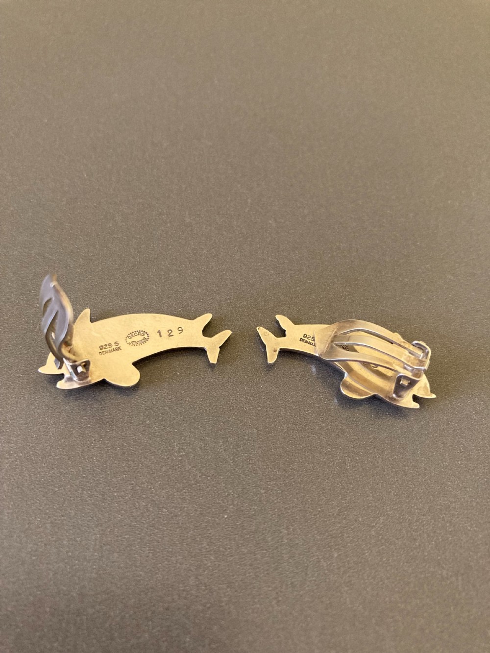 Georg Jensen Danish Silver earrings. No 129.  View V