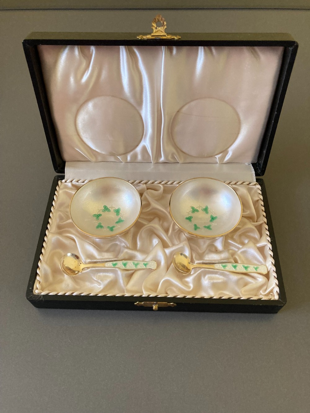 Danish Silver and Enamel Pair of Salts. 1950s.