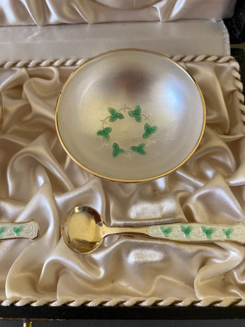 Danish Silver and Enamel Pair of Salts. 1950s. View III