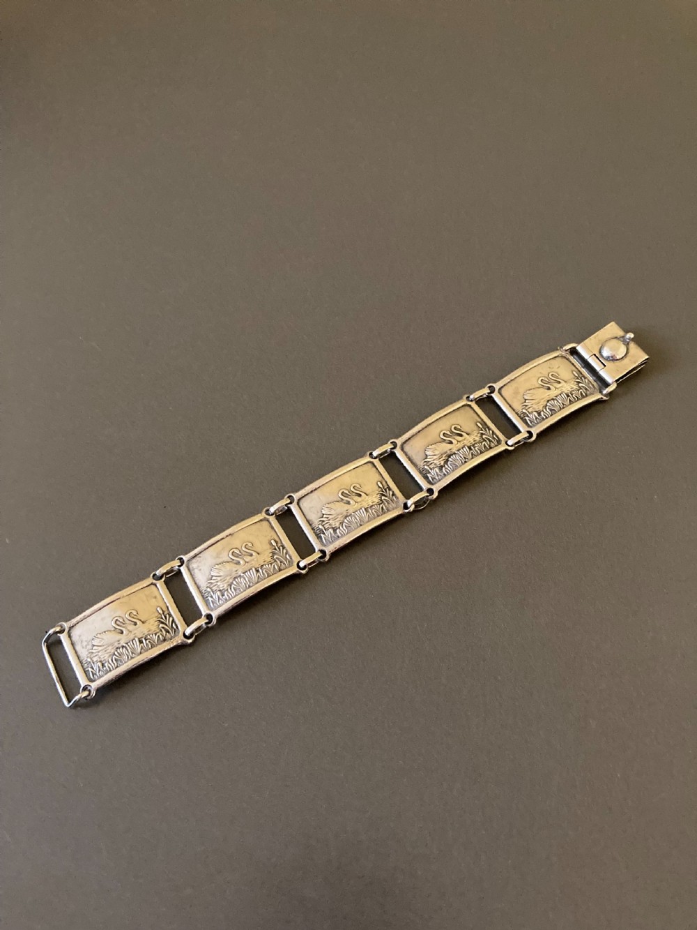 Danish Silver Bracelet with Swans. 1940s.