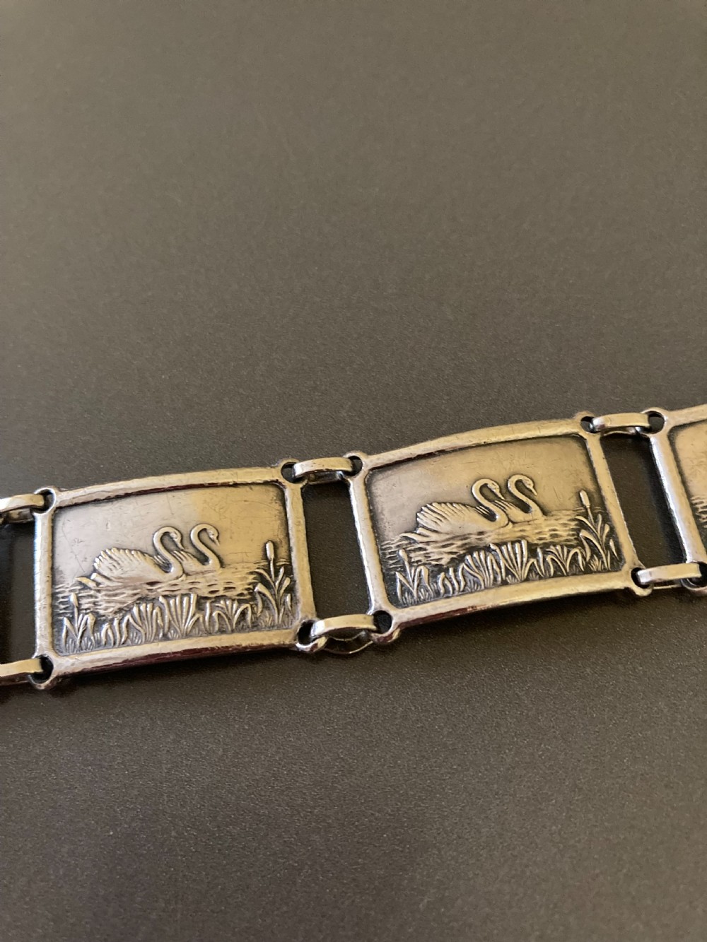 Danish Silver Bracelet with Swans. 1940s. View II