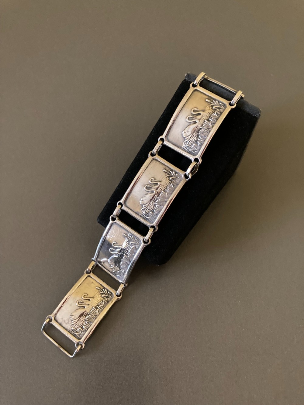 Danish Silver Bracelet with Swans. 1940s. View III