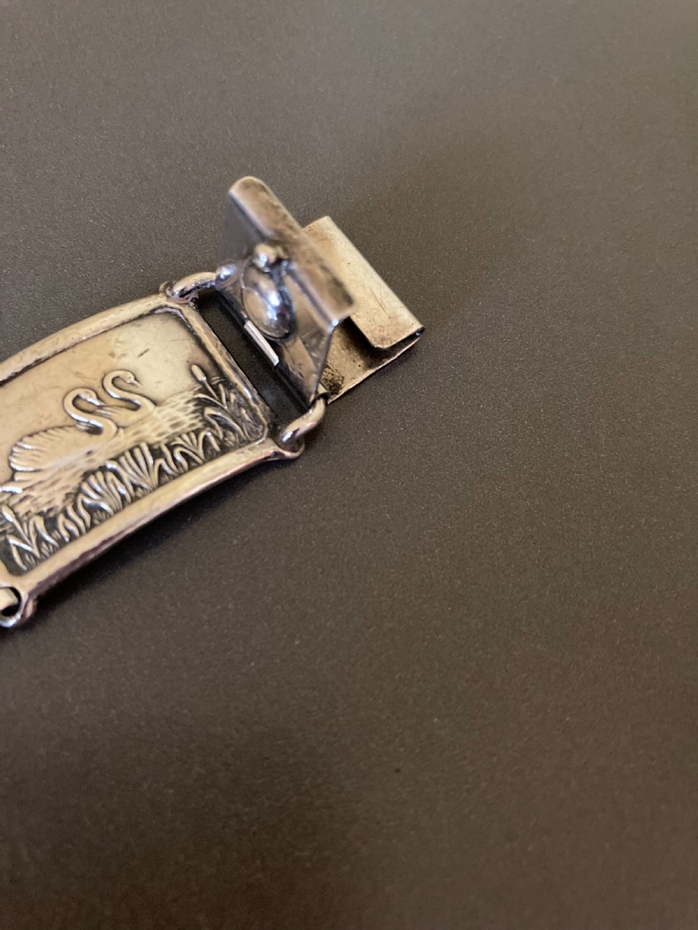 Danish Silver Bracelet with Swans. 1940s. View V
