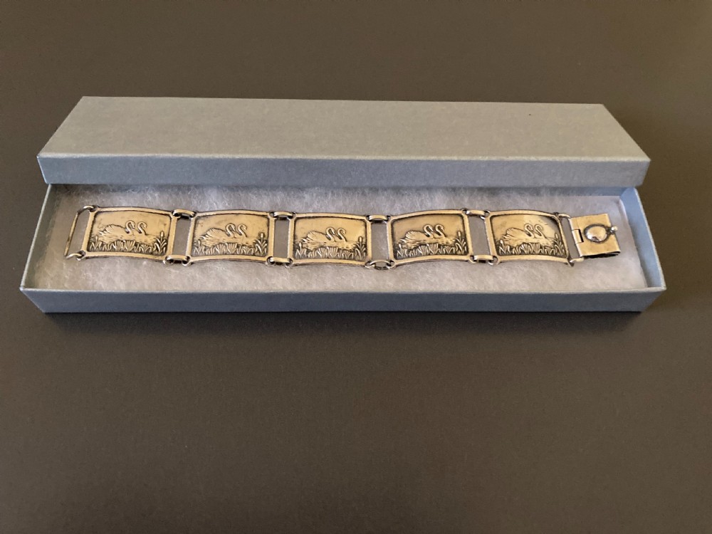 Danish Silver Bracelet with Swans. 1940s. View VII