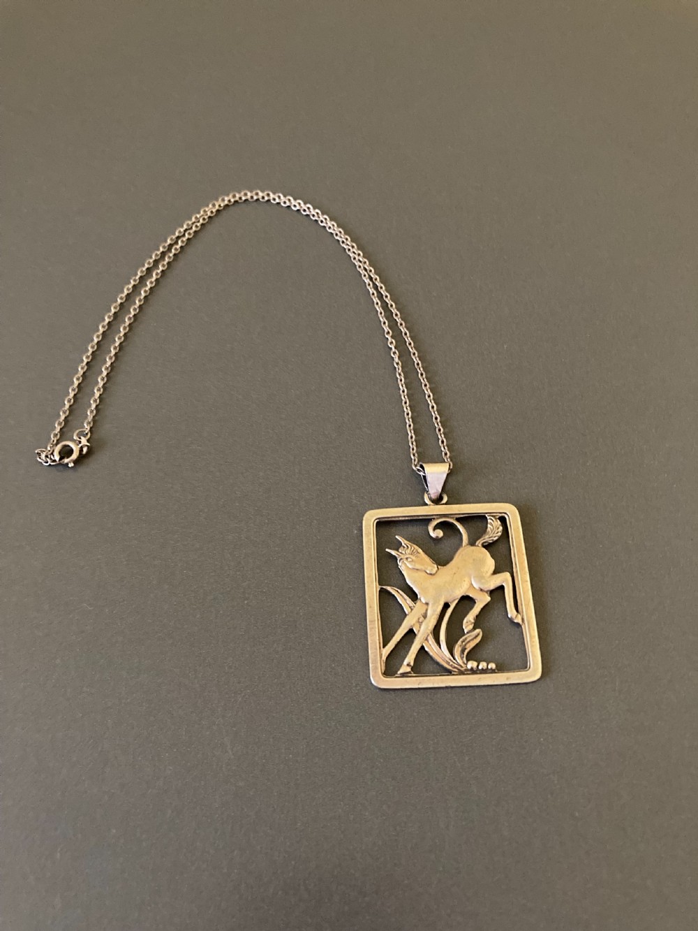 Danish Silver Pendant with Foal. 1940s.
