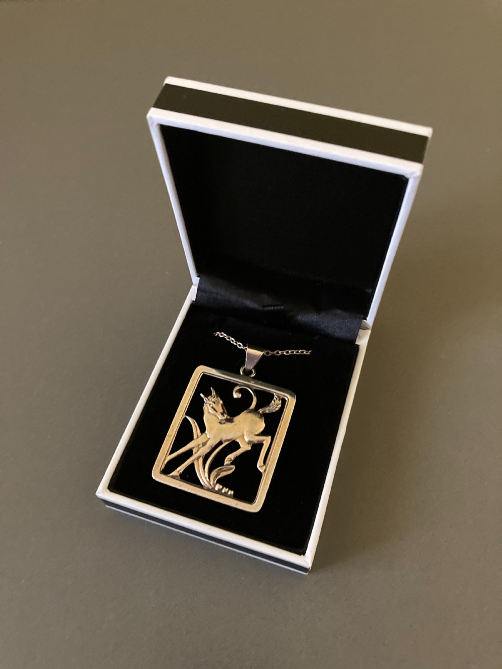 Danish Silver Pendant with Foal. 1940s. View V