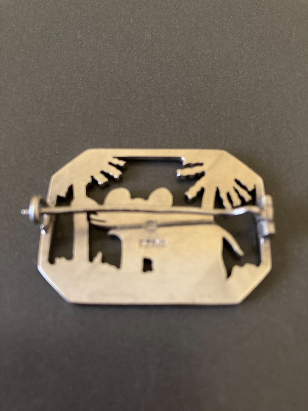 Danish Silver Brooch with Elephant. 1960s. View V