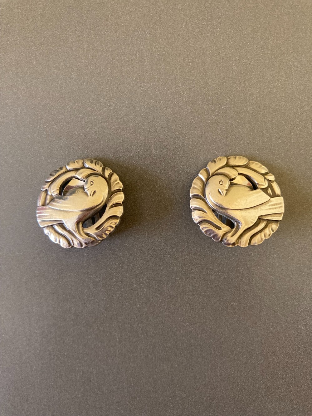 Georg Jensen Danish Silver Ear Clips. No 66.
