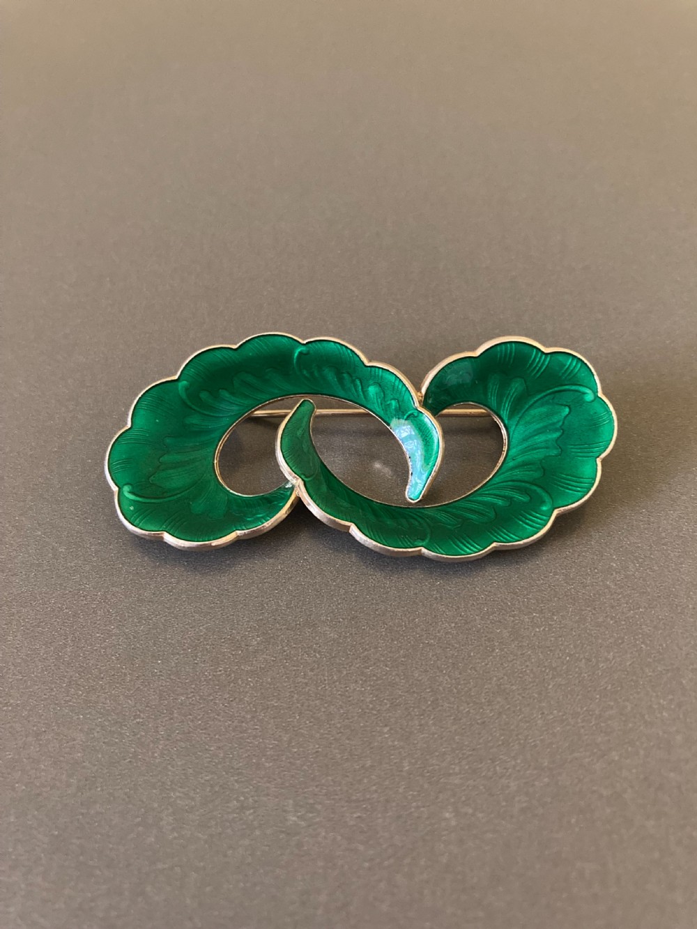 Norwegian Silver Gilt and Enamel Brooch. By Hroar Prydz.
