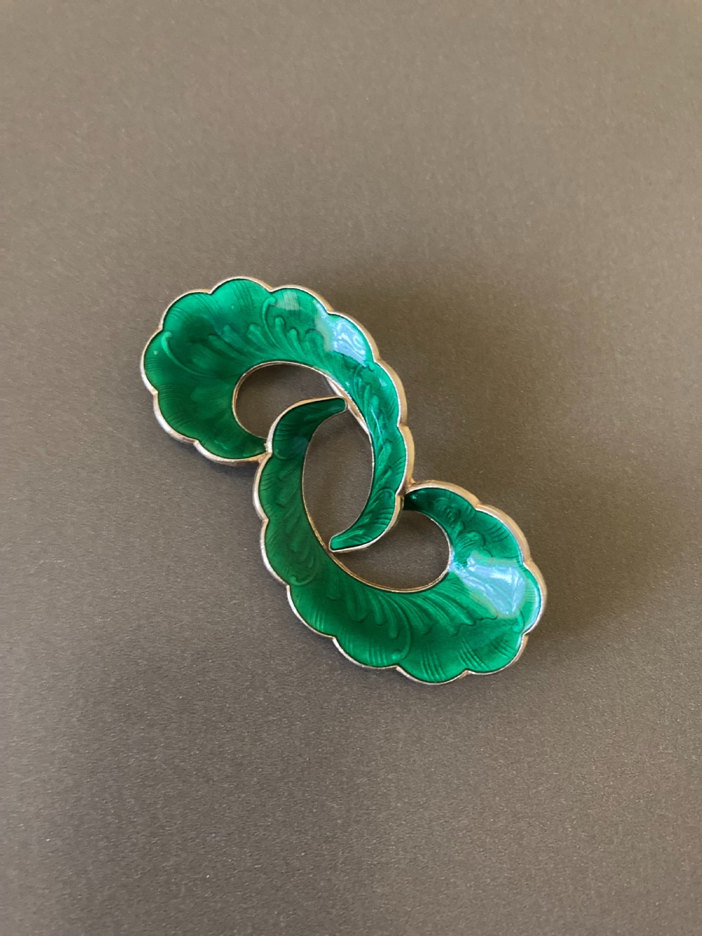 Norwegian Silver Gilt and Enamel Brooch. By Hroar Prydz. View II