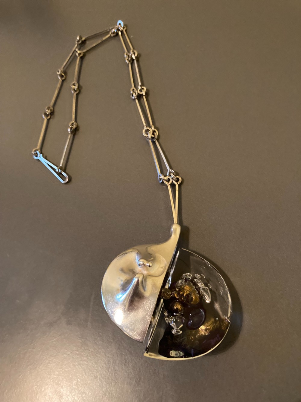 Lapponia Finnish Silver and Acrylic Pendant/Necklace. 