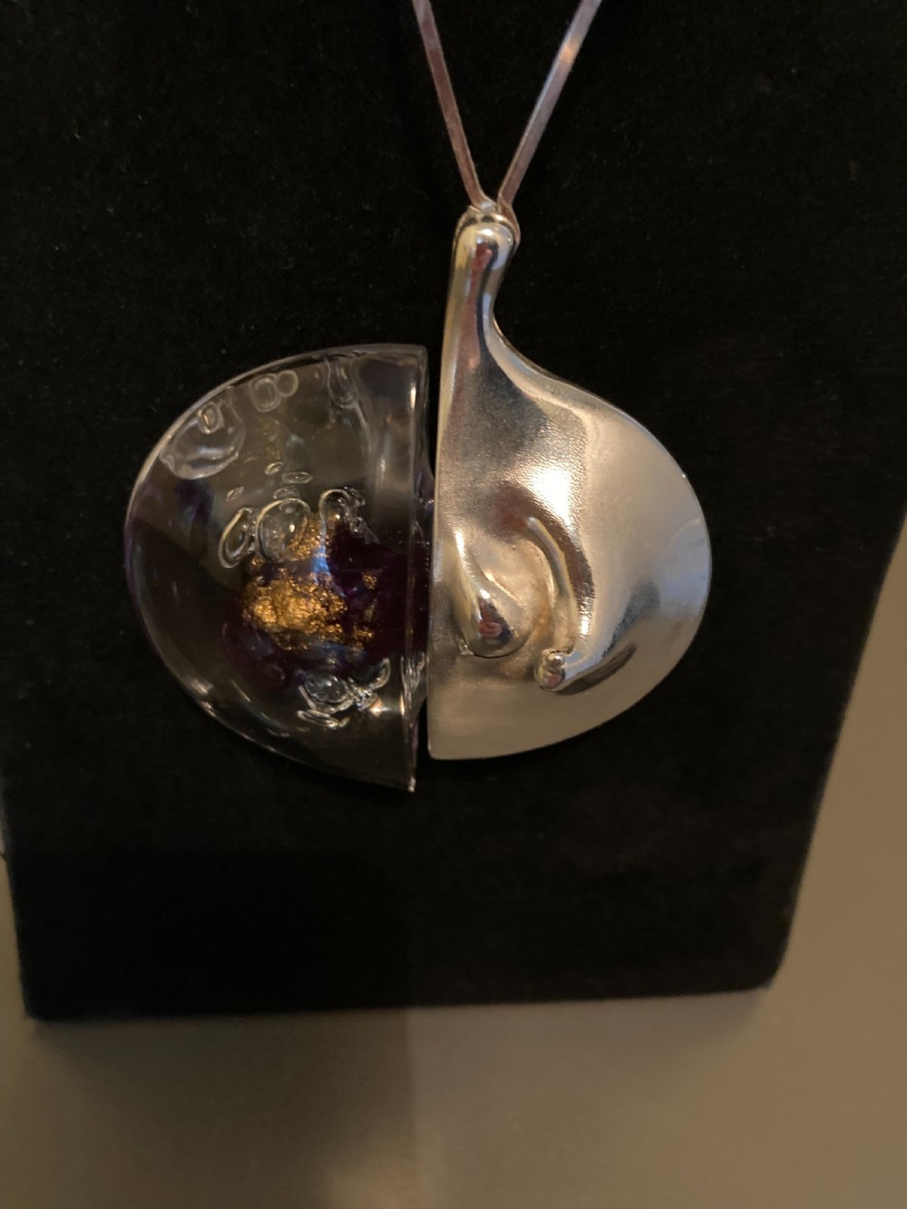 Lapponia Finnish Silver and Acrylic Pendant/Necklace. 