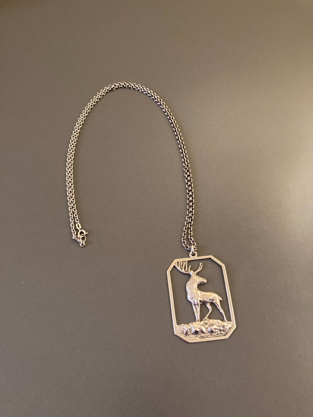 Danish Silver Pendant with Stag. 1930s.