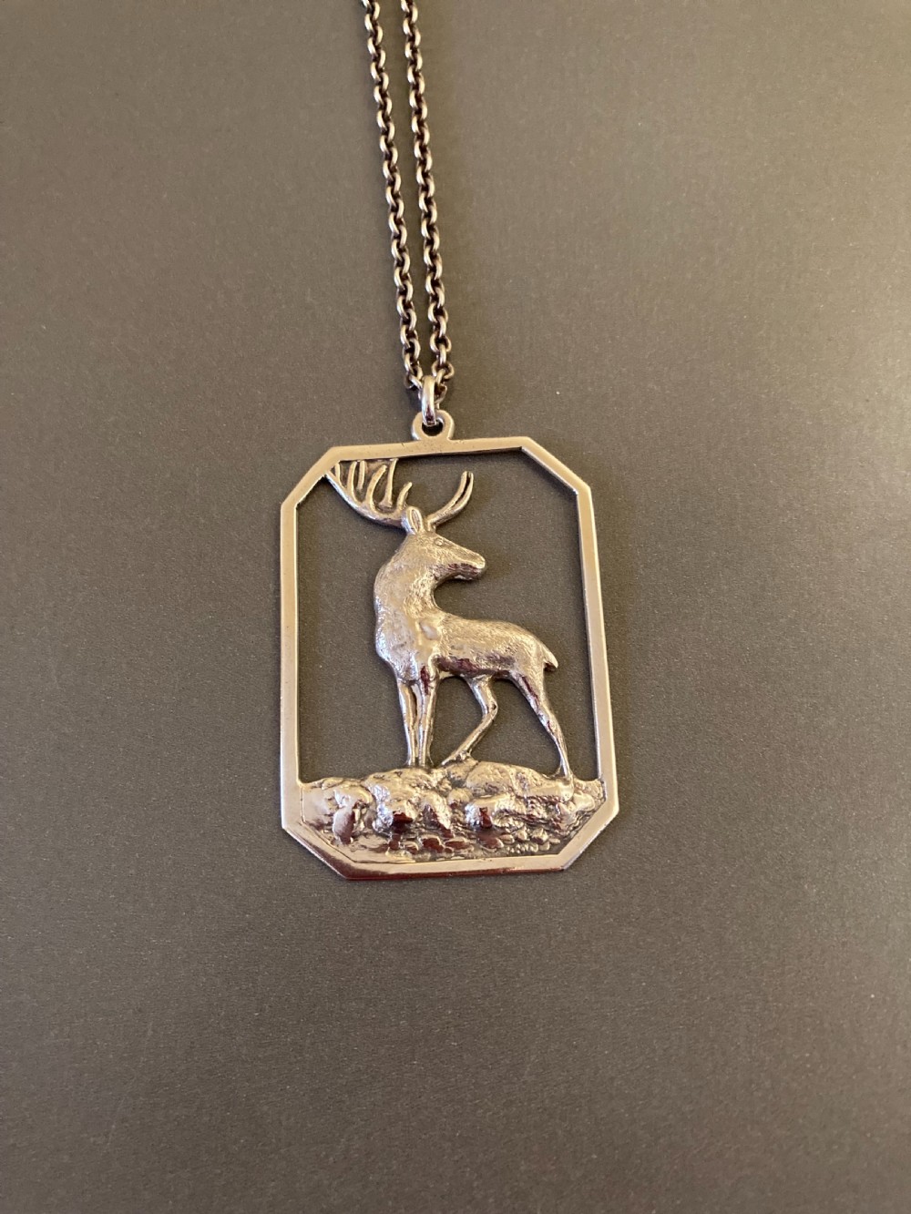 Danish Silver Pendant with Stag. 1930s. View II