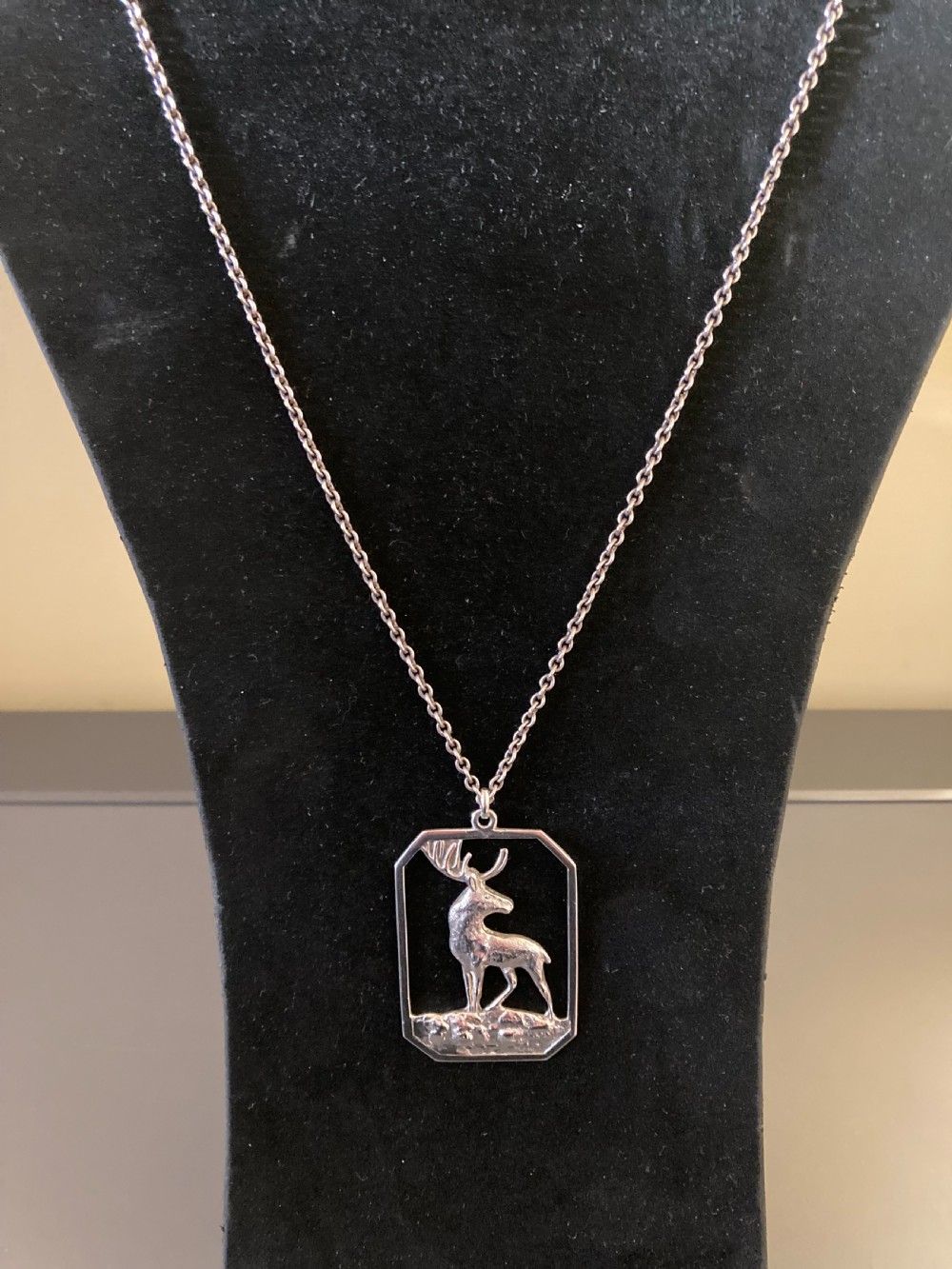 Danish Silver Pendant with Stag. 1930s. View III