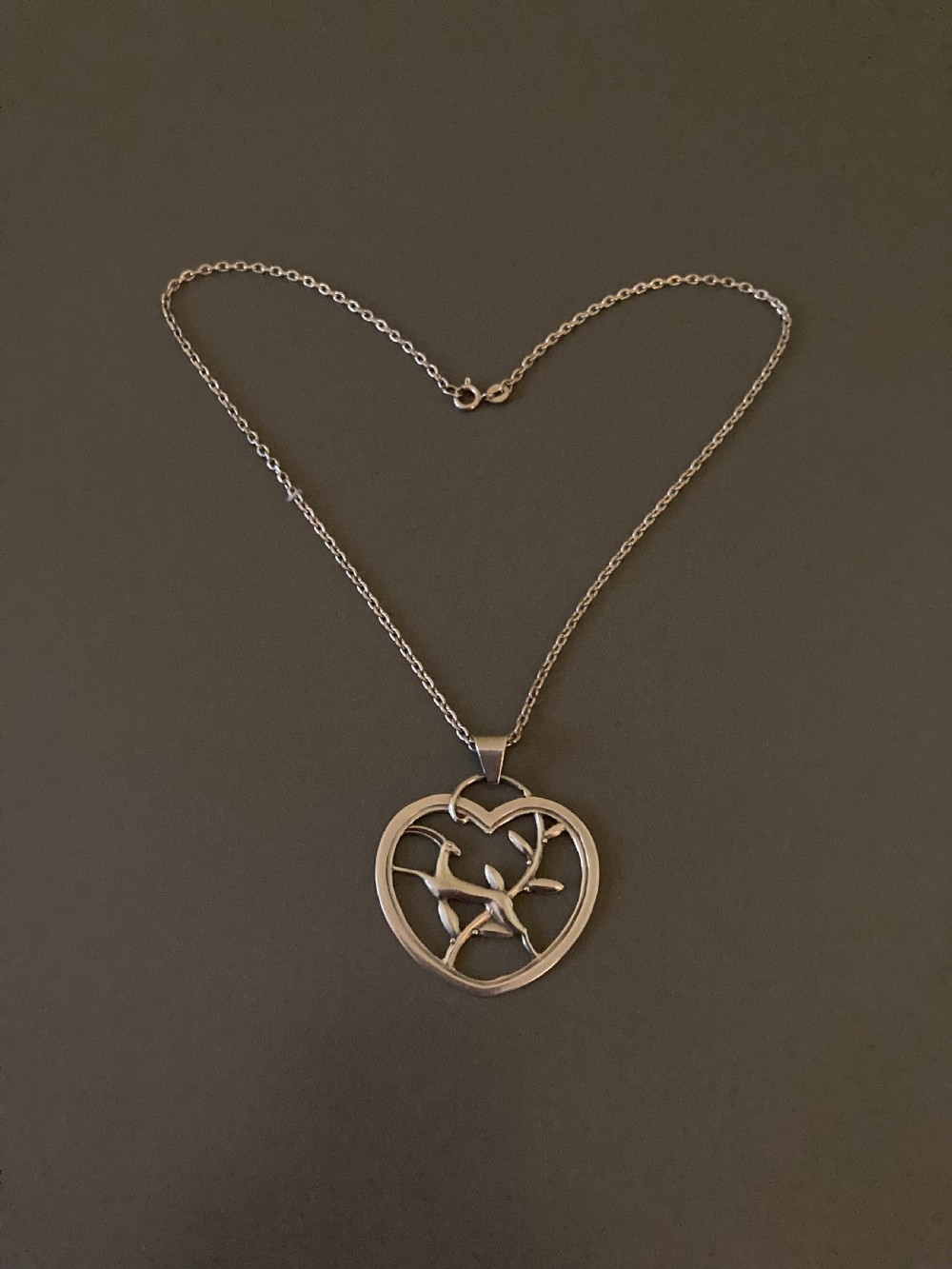 Danish Silver Pendant of Leaping Deer. 1930s.