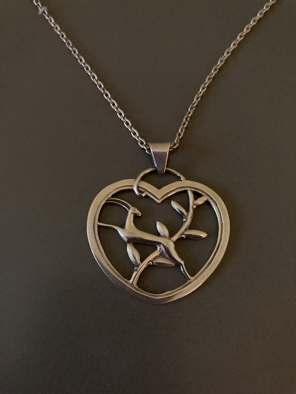 Danish Silver Pendant of Leaping Deer. 1930s. View II