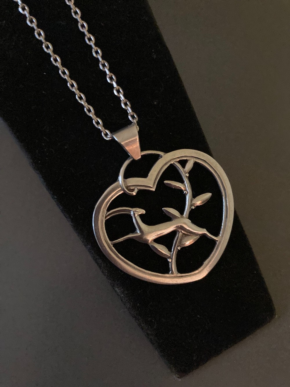 Danish Silver Pendant of Leaping Deer. 1930s. View IV
