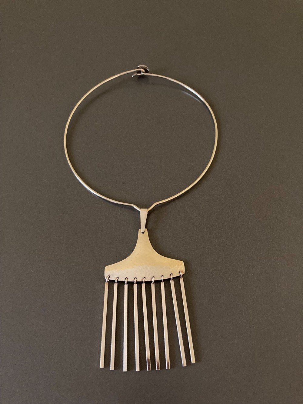 Danish Silver Pendant on Torque. By Hermann Siersbol. 1960s.