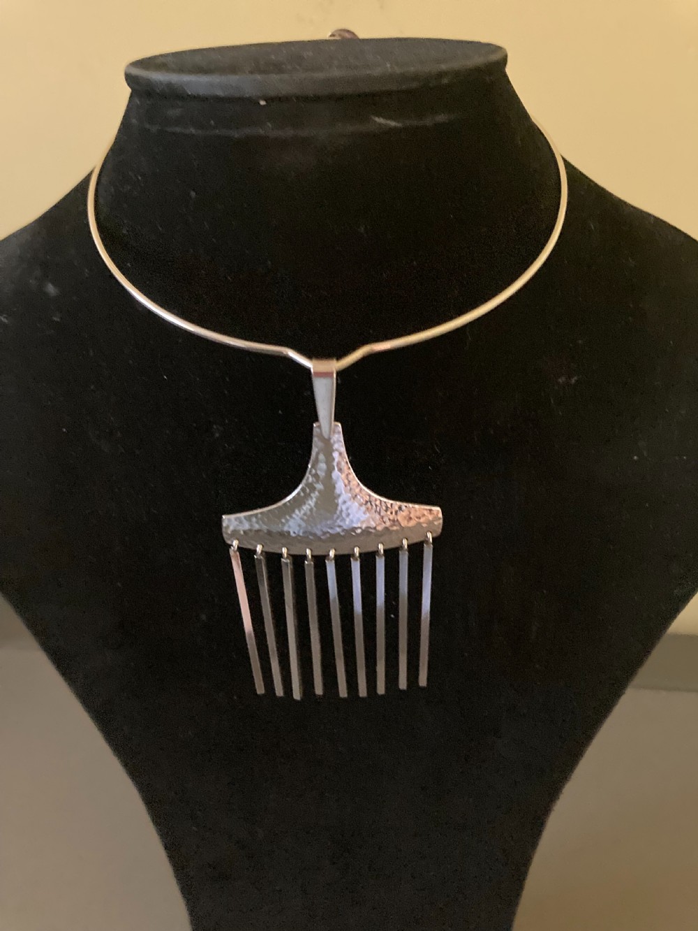 Danish Silver Pendant on Torque. By Hermann Siersbol. 1960s. View V