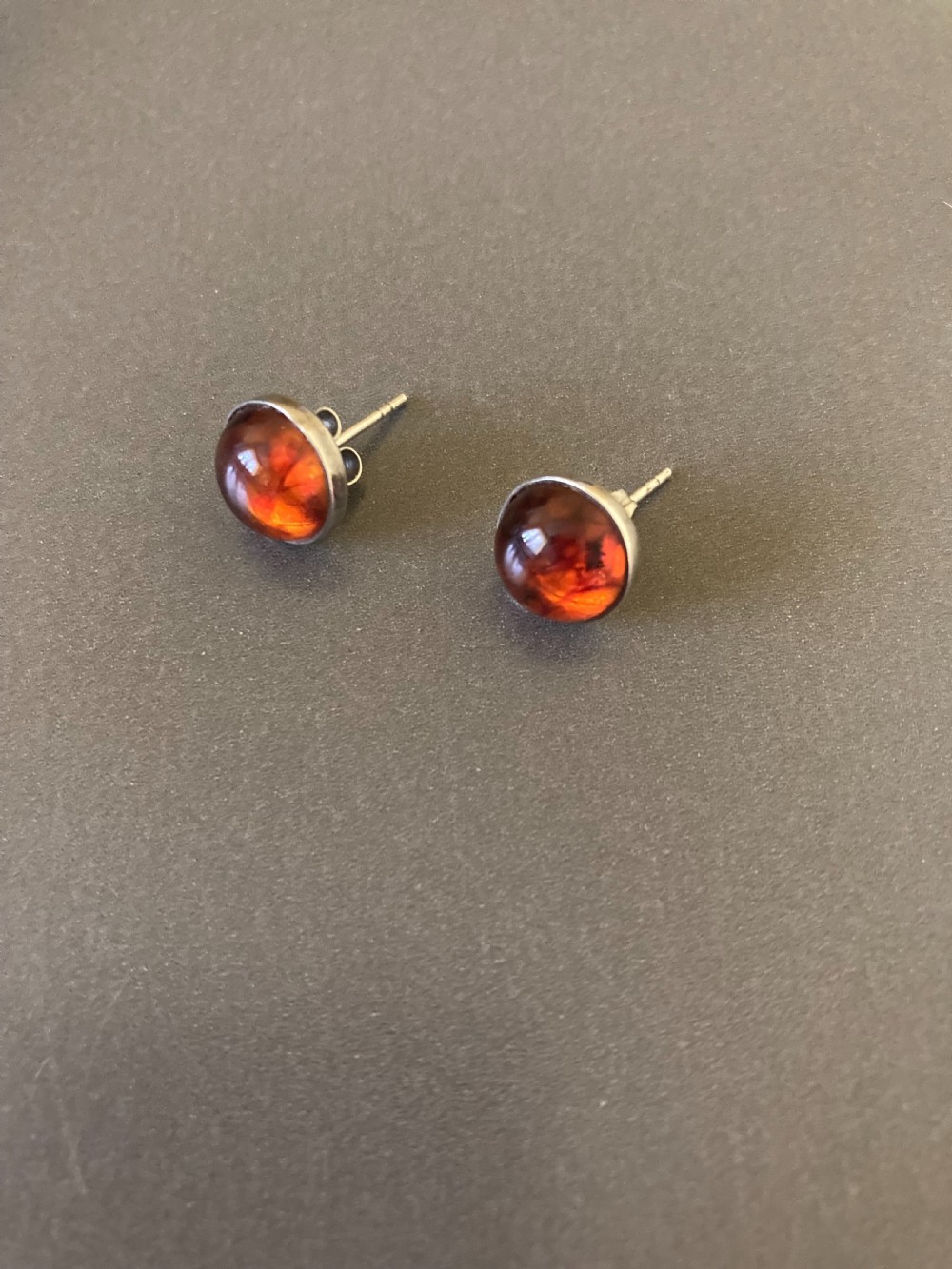 Danish Silver and Amber Earrings. 1950s.